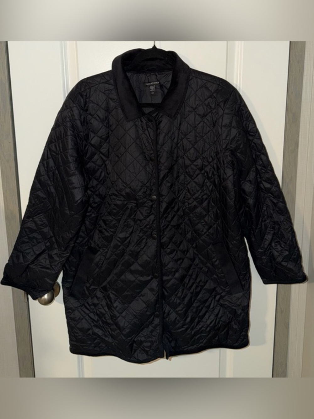 EILEEN FISHER Women’s Jacket Chore Barn Quilted Button Minimalist Black